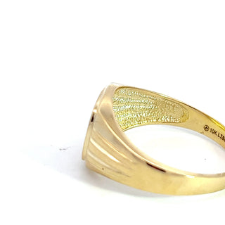 10K Yellow Gold 0.01cttw Diamond Men's Signet  Ring, size 9