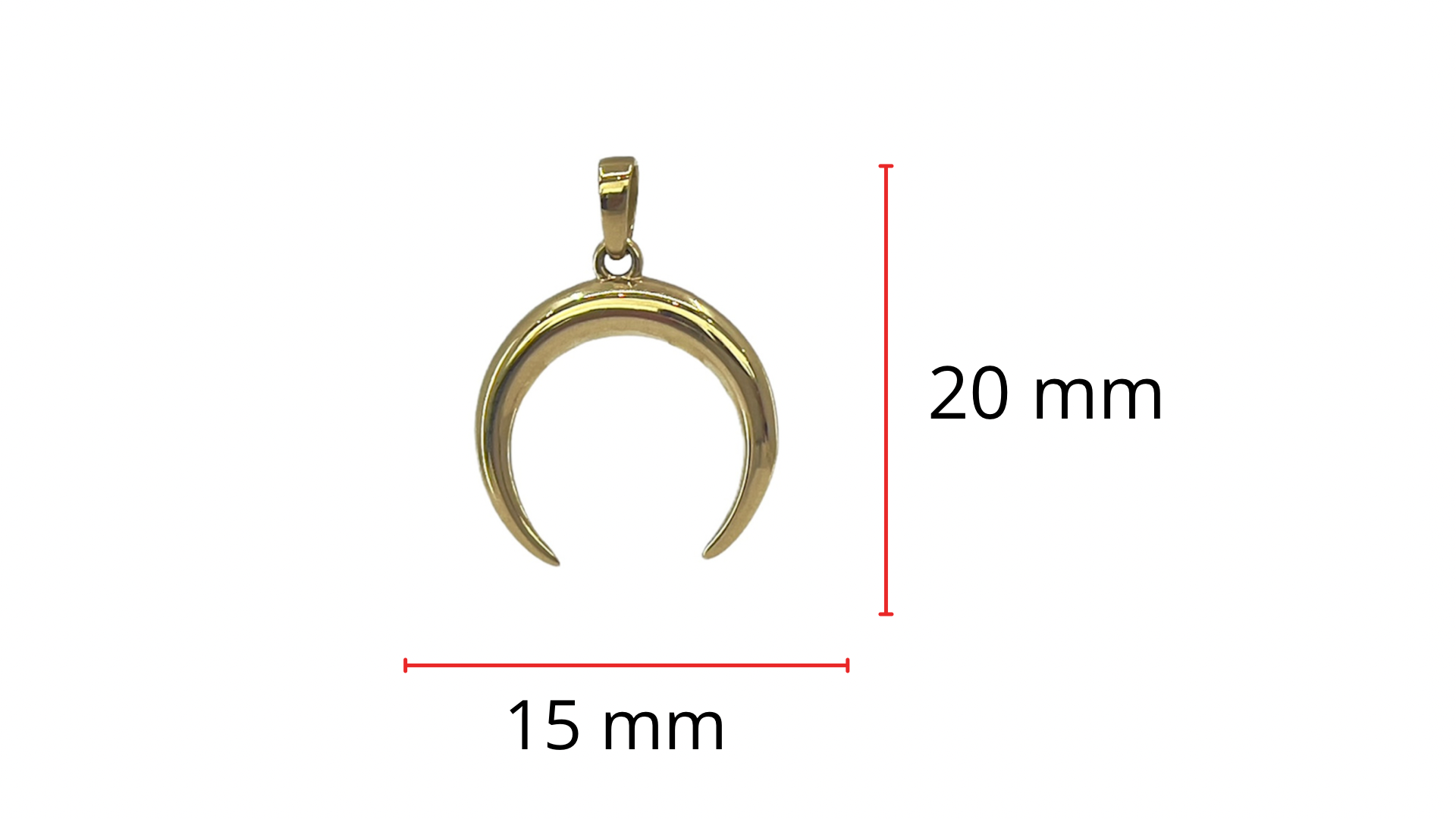 10K Yellow Gold Moon Charm - 20mm x 16mm