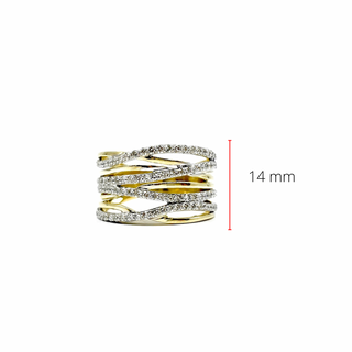 10K Two Tone Yellow and White Gold 1.00cttw Diamond Twist Ring