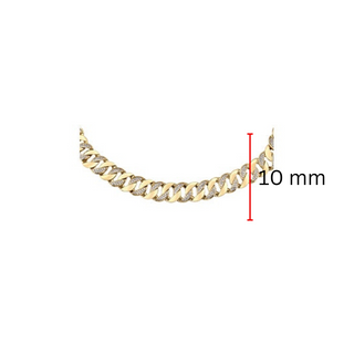 Collar/cadena con juego de pavé de eslabones cubanos de Miami con diamantes de 3,50 quilates en oro amarillo de 10 quilates, 16"