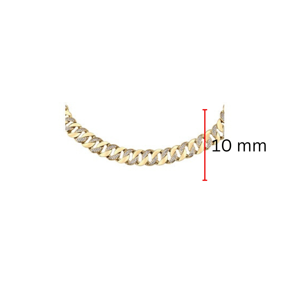 10K Yellow Gold 3.50cttw Diamond Miami Cuban Link Pave Set Chain / Necklace, 16&quot;
