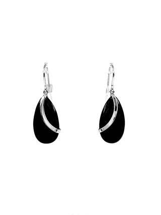 Pendientes de ónix con forma de gota de anzuelo de plata de ley, 20 mm x 10 mm
