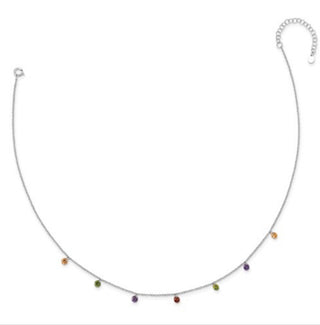 Collar de plata de ley chapado en rodio de 16.0 in con circonita colorida y extensor de 2.0 in.
