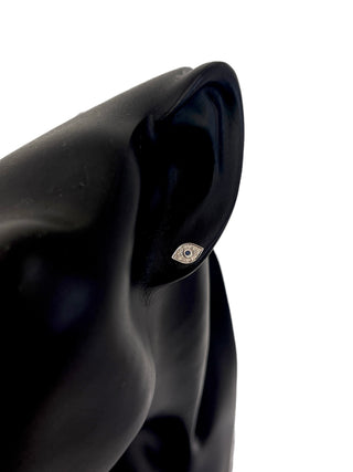 10K White Gold Blue Sapphire and Diamond Evil Eye Earrings