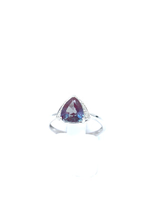 Created Alexandrite and Diamond Ring
