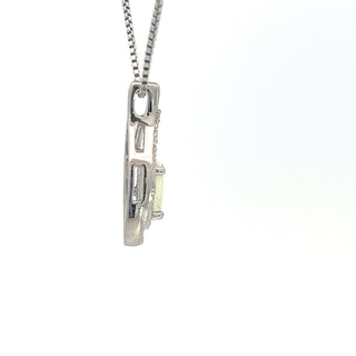 Collar de plata de ley 925 con ópalo de 7x5 mm y diamantes de 0,03 quilates - 18"