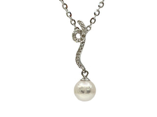 10k & 18k Cultured Pearl and .07cttw Diamond Necklace, 18"