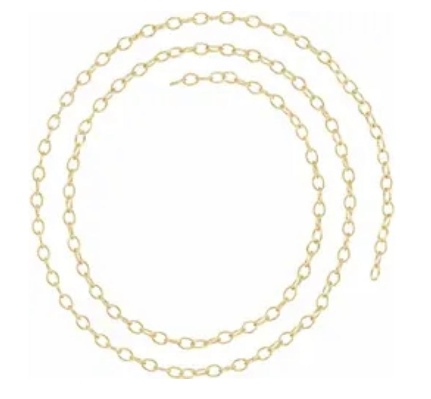 Cadena de cable amarilla de 14 quilates de 2,5 mm por pulgada - Pulsera / Collar / Tobillera Joyería permanente
