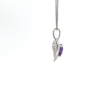 Colgante de diamantes y amatista en oro blanco de 10 quilates - 18"