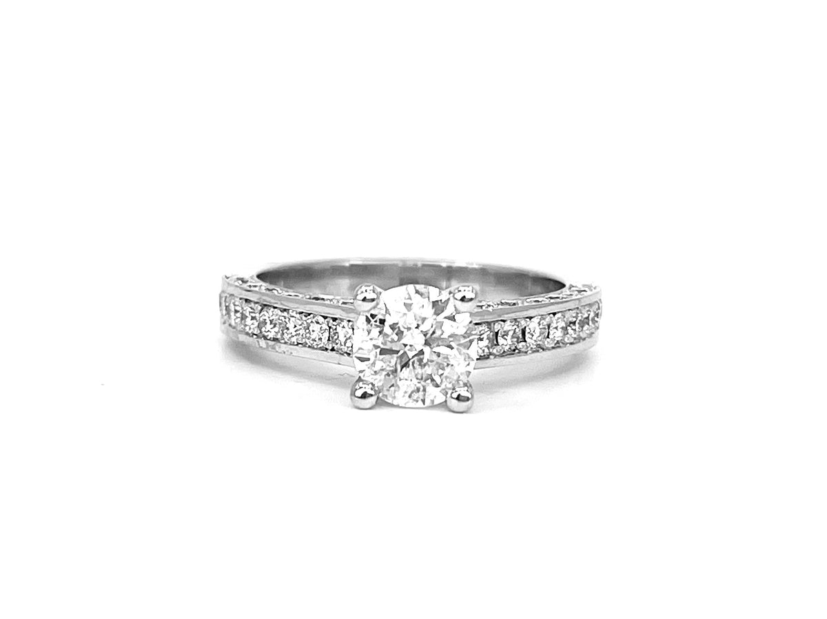 14Kt White Gold Channel Set Engagement Ring Mounting With 0.50cttw Natural  Diamonds