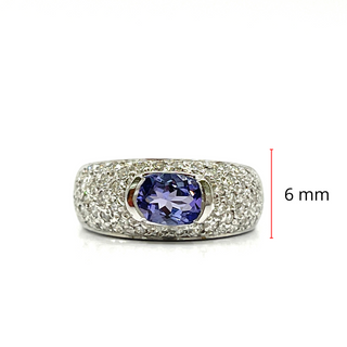 14K White Gold 0.80cttw Tanzanite & 0.60cttw Diamond Ring, size 6.5