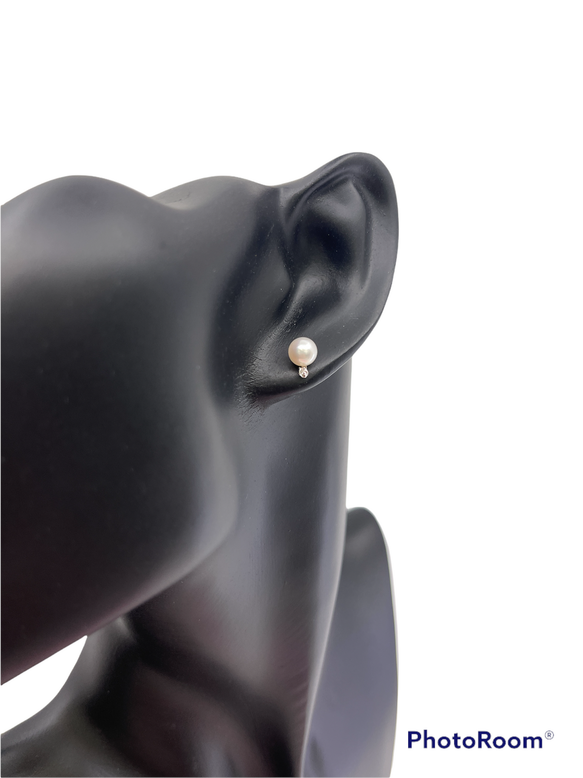 14K White Gold 5.5-6mm Cultured Pearl and 0.02cttw Diamond Earrings with Butterfly Backs