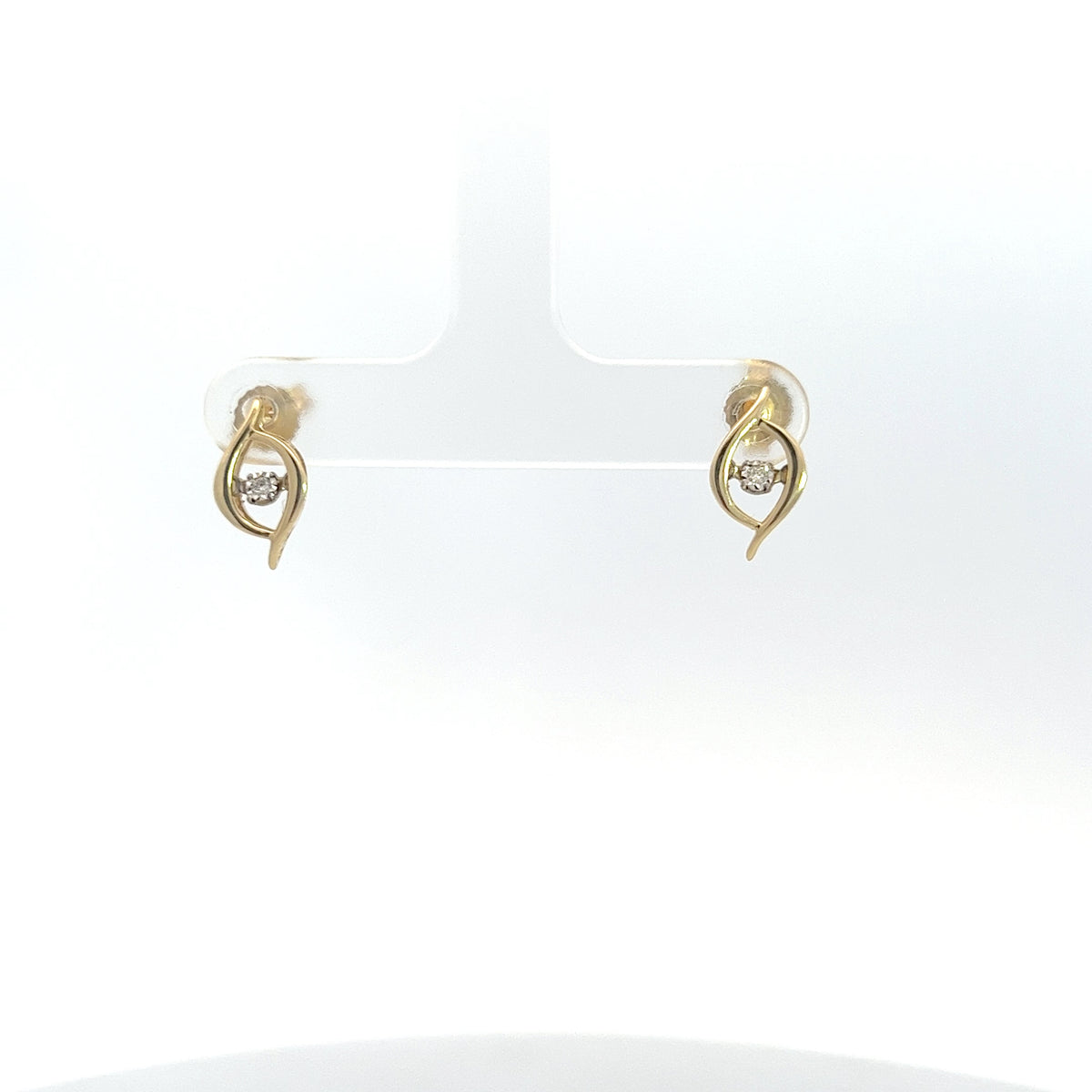 10K Yellow Gold Pulse Diamond Solitaire Earrings 0.02cttw