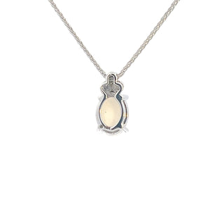 10K White Gold Opal and Diamond Pendant