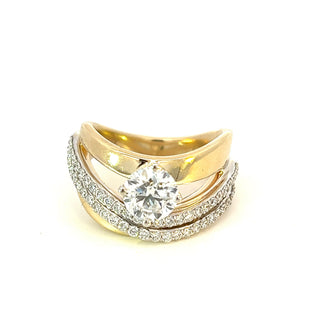 Anillo de oro amarillo de 14 quilates con diamantes cultivados en laboratorio de talla brillante redonda de 1,78 quilates, talla 6