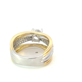 14K Yellow and White Gold Round Diamond Mount