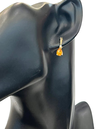 Pendientes de oro amarillo de 10 quilates con citrino auténtico y diamantes de 0,025 quilates