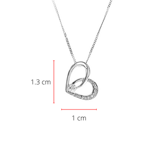 Colgante en forma de corazón con diamantes canadienses de 0,10 quilates en oro blanco de 10 quilates, 18"