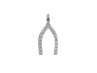 Dije de espoleta de circonio cúbico de oro blanco de 10 quilates: 15 mm x 8 mm