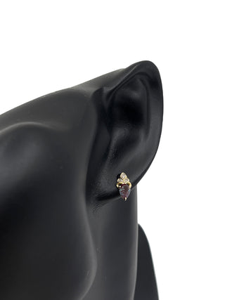 10K Yellow Gold 1.0cttw Created Alexandrite and 0.03cttw Diamond Earrings