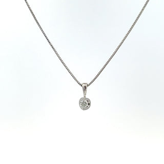 10K White Gold 0.04 cttw Diamond Solitaire Mezza Luna Pendant, 18"