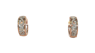 Pendientes tipo argolla/huggie de diamantes Shelly Purdy de 0,10 quilates en oro blanco y rosa de 14 quilates