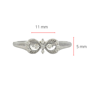 Anillo de cruz/infinito con diamantes de 0,10 quilates en oro blanco de 10 quilates, talla 6
