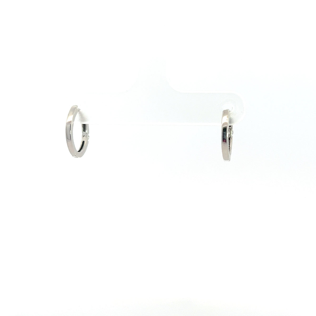 10K White Gold 0.04cttw Diamond Hoop / Huggie / Hinged Earring