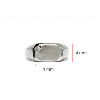 Anillo tipo sello de diamantes de 0,007 quilates en oro blanco de 10 quilates, talla 10