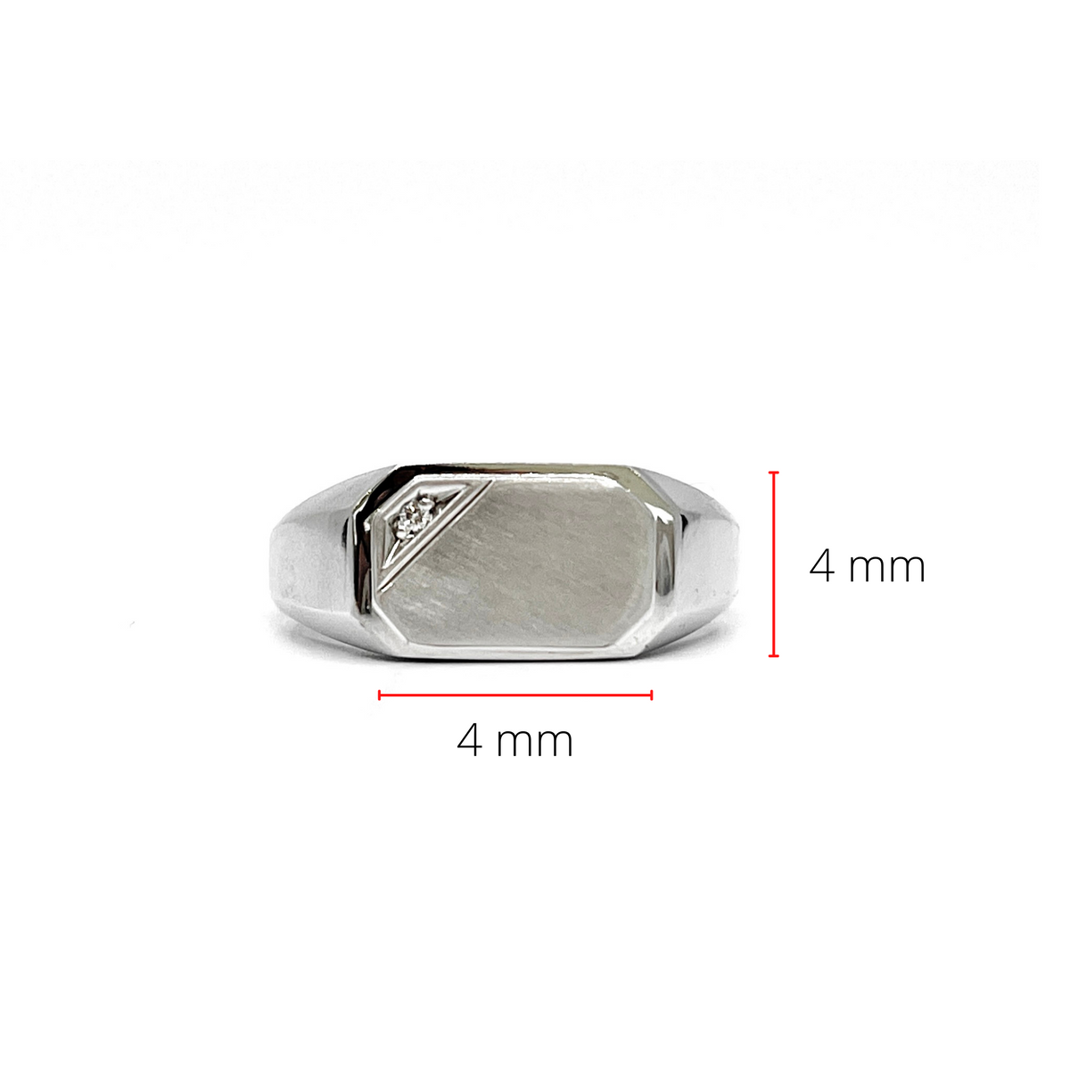 10K White Gold 0.007cttw Diamond Signet Ring- Size 10
