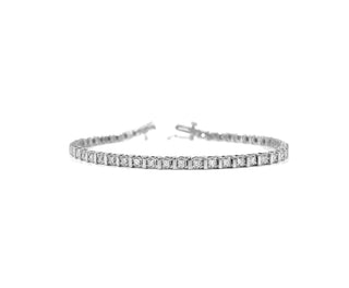 Brazalete de tenis de talla redonda de 1,00 quilates con diamantes en oro blanco de 10 quilates