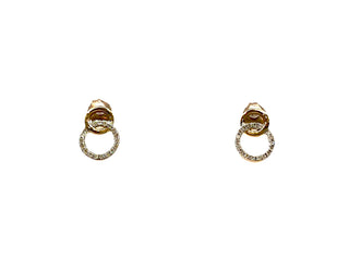 Aretes con forma de círculo o infinito de diamantes en oro amarillo de 10 quilates, 0,14 quilates