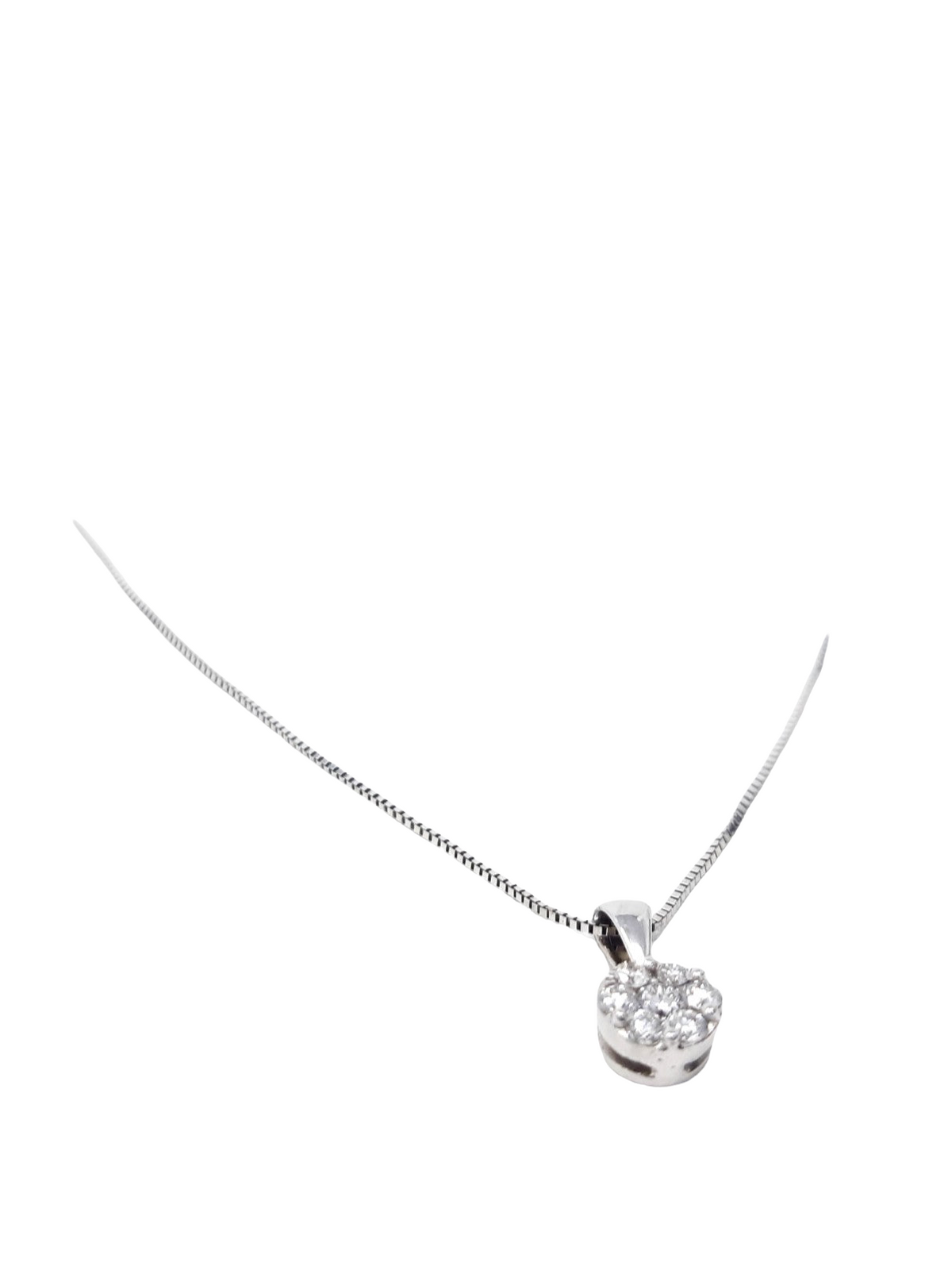 14K White Gold 0.19cttw Diamond Pendant, 18&quot;