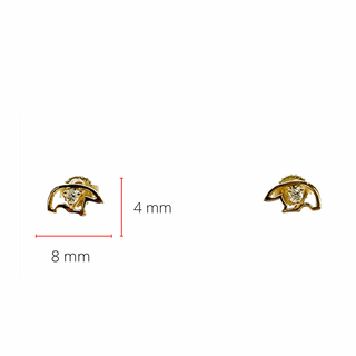 Aretes de oso polar con diamantes de 0,05 quilates en oro amarillo de 14 quilates y parte trasera de mariposa, 8 mm x 4 mm