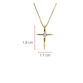 Colgante de cruz de diamantes de 0,015 quilates en oro amarillo de 10 quilates, 18"
