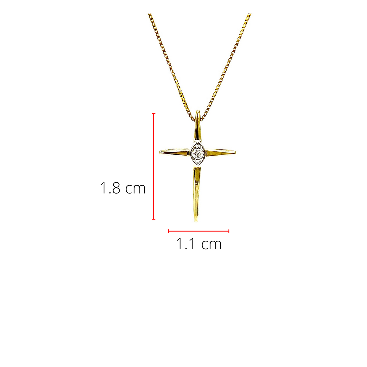 10K Yellow Gold 0.015cttw Diamond Cross Pendant, 18&quot;