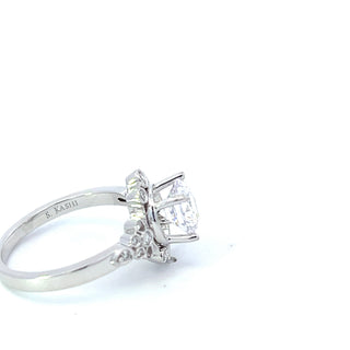 14K Round Brilliant Cut Halo Diamond Ring