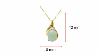 Colgante de diamantes y jade en oro amarillo de 10 quilates - 18"
