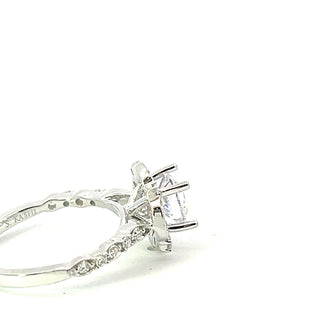 14K Round Brilliant Cut Halo Diamond Ring