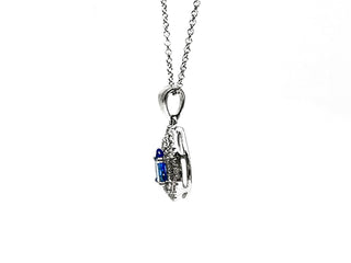 10K White Gold Tanzanite & Diamond Pendant, 18"