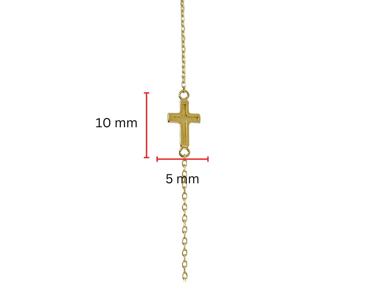 10K Yellow Gold Cross Bracelet, 5.25-6&quot;