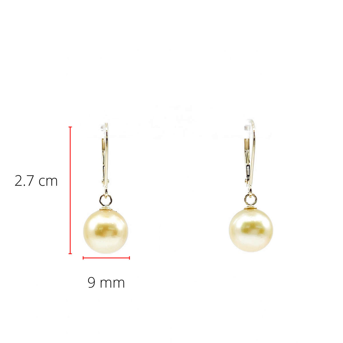 14K Yellow Gold South Sea Pearl 9-10mm Earrings