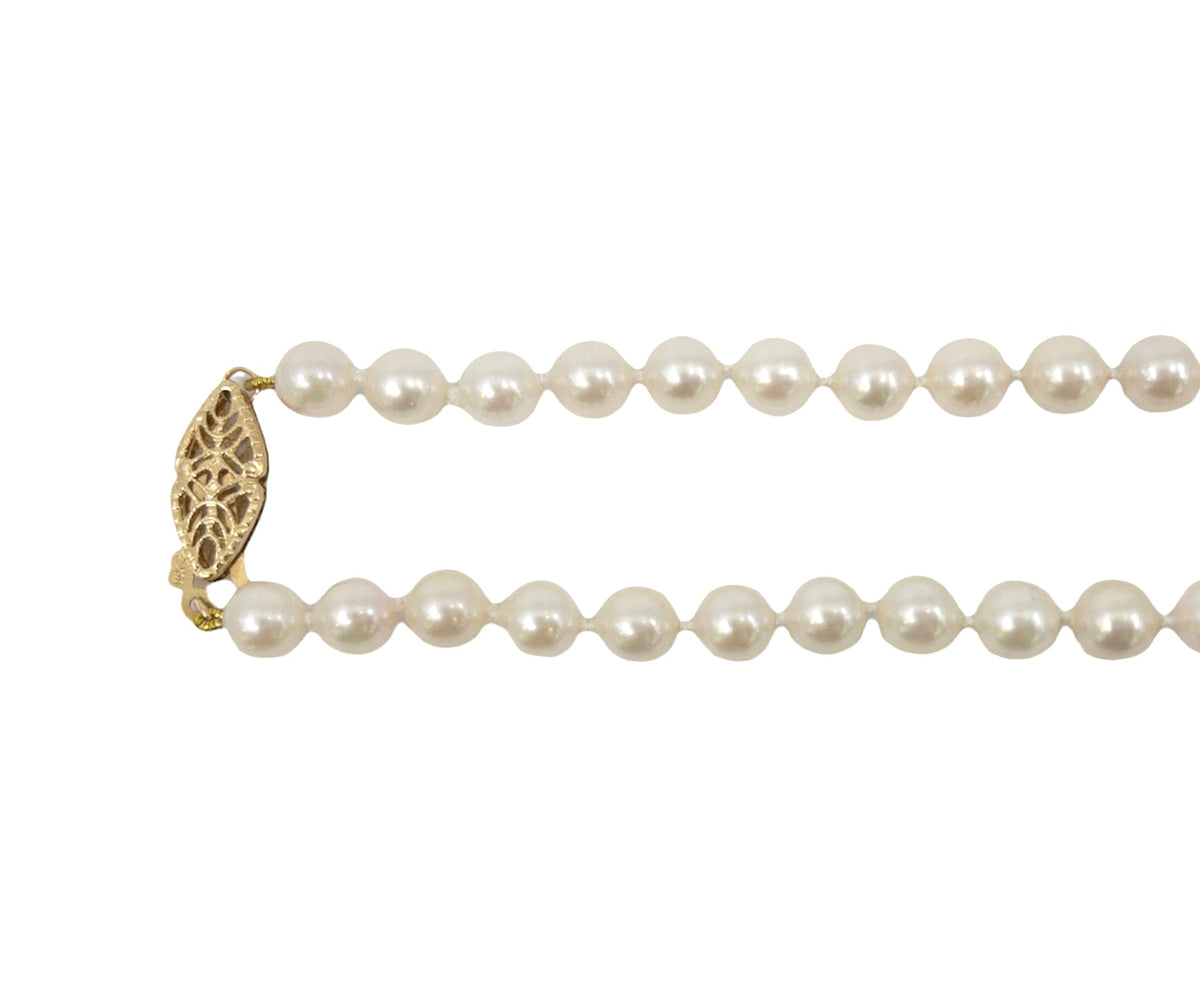 5.5-8mm White Cultured Graduated Pearl Strand with 14K Yellow Gold Pearl Clasp - 20&quot;