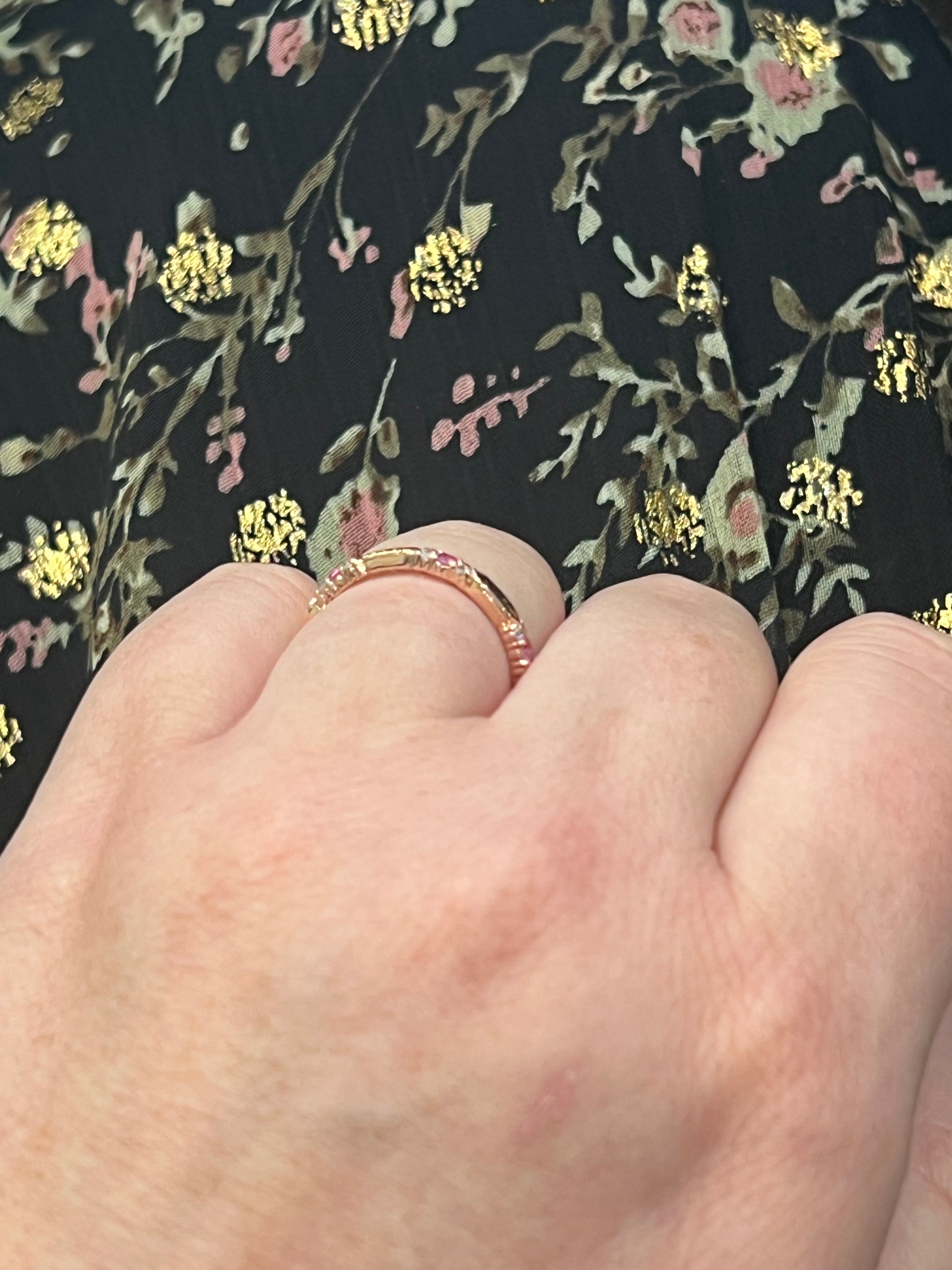 10K Rose Gold Pink Sapphire & Diamond Ring, size 5.75 - 4.5