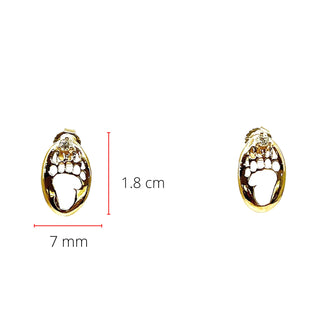 Aretes con forma de pata de oso y diamantes de 0,06 quilates en oro amarillo de 14 quilates con parte trasera de mariposa, 7 mm x 12 mm