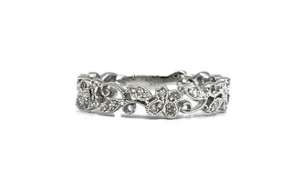 14K White Gold Butterfly  0.15cttw Diamond Band