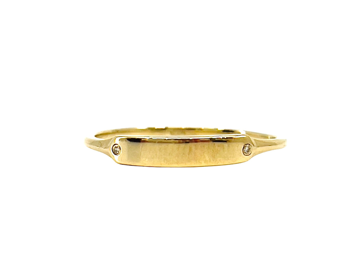 10K Yellow Gold Diamond 0.005cttw Engravable / Signet Ring, Size 6.5