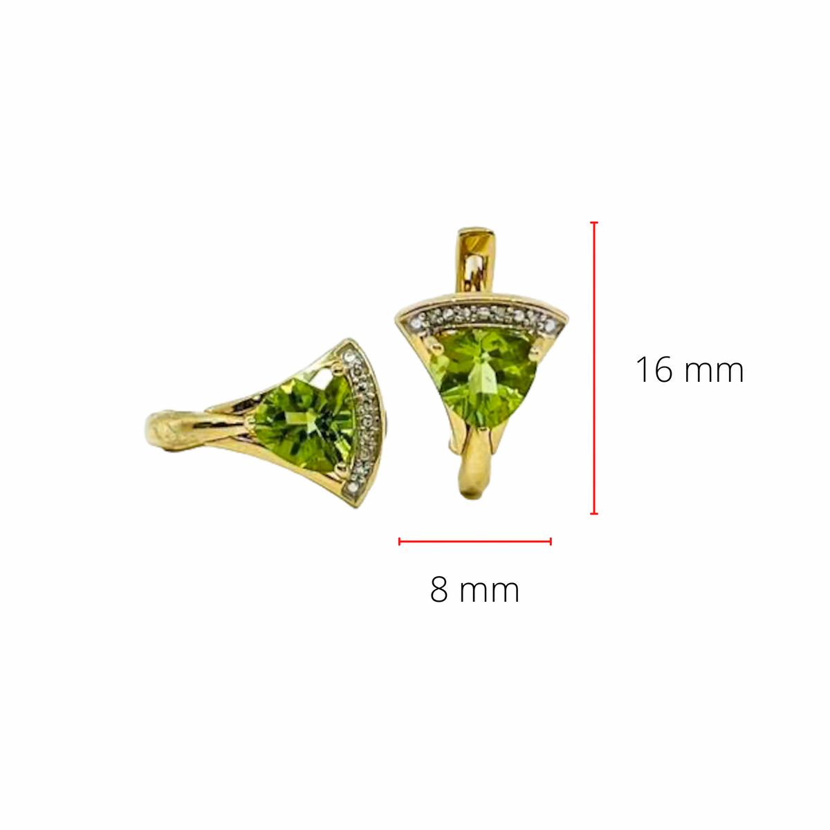 10K Yellow Gold Peridot &amp; Diamond Earrings