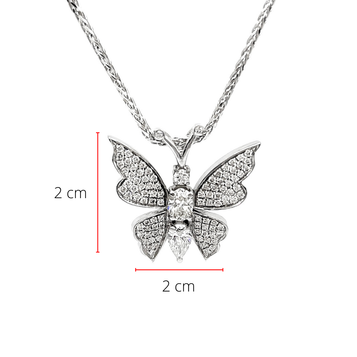 14K White Gold 0.75cttw Diamond Butterfly Pendant, 18&quot;