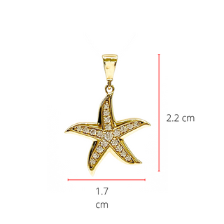 Dije de estrella de mar de oro amarillo de 10 quilates con circonita cúbica